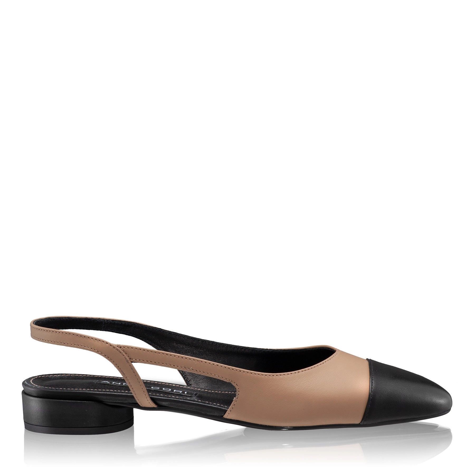 Pantofi Decupati Dama 8078 Vitello Cappuccino+Negru