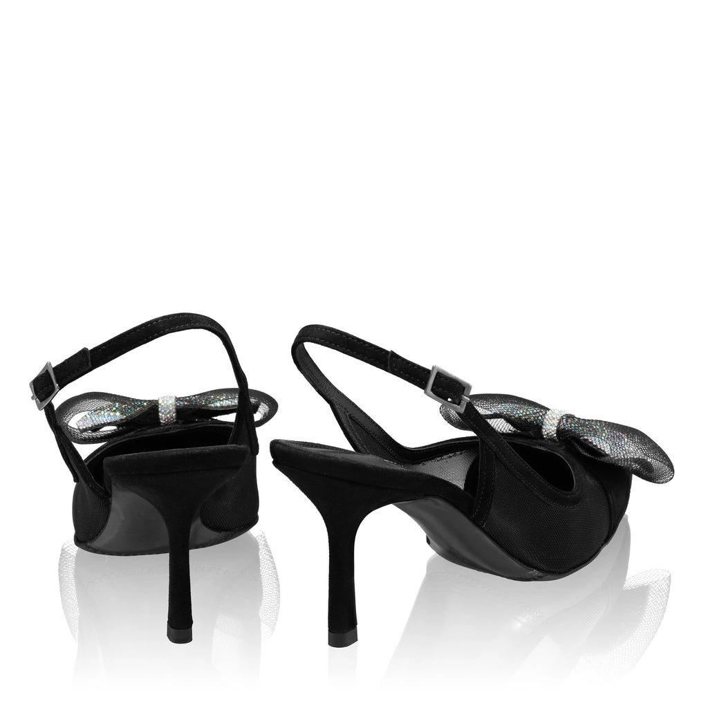 Pantofi Decupati Dama 8080 Camoscio+Rete Negru