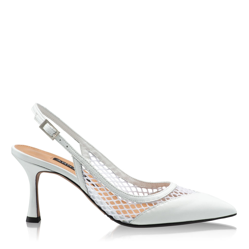 Pantofi Decupati Dama 8095 Vitello+Rete Alb