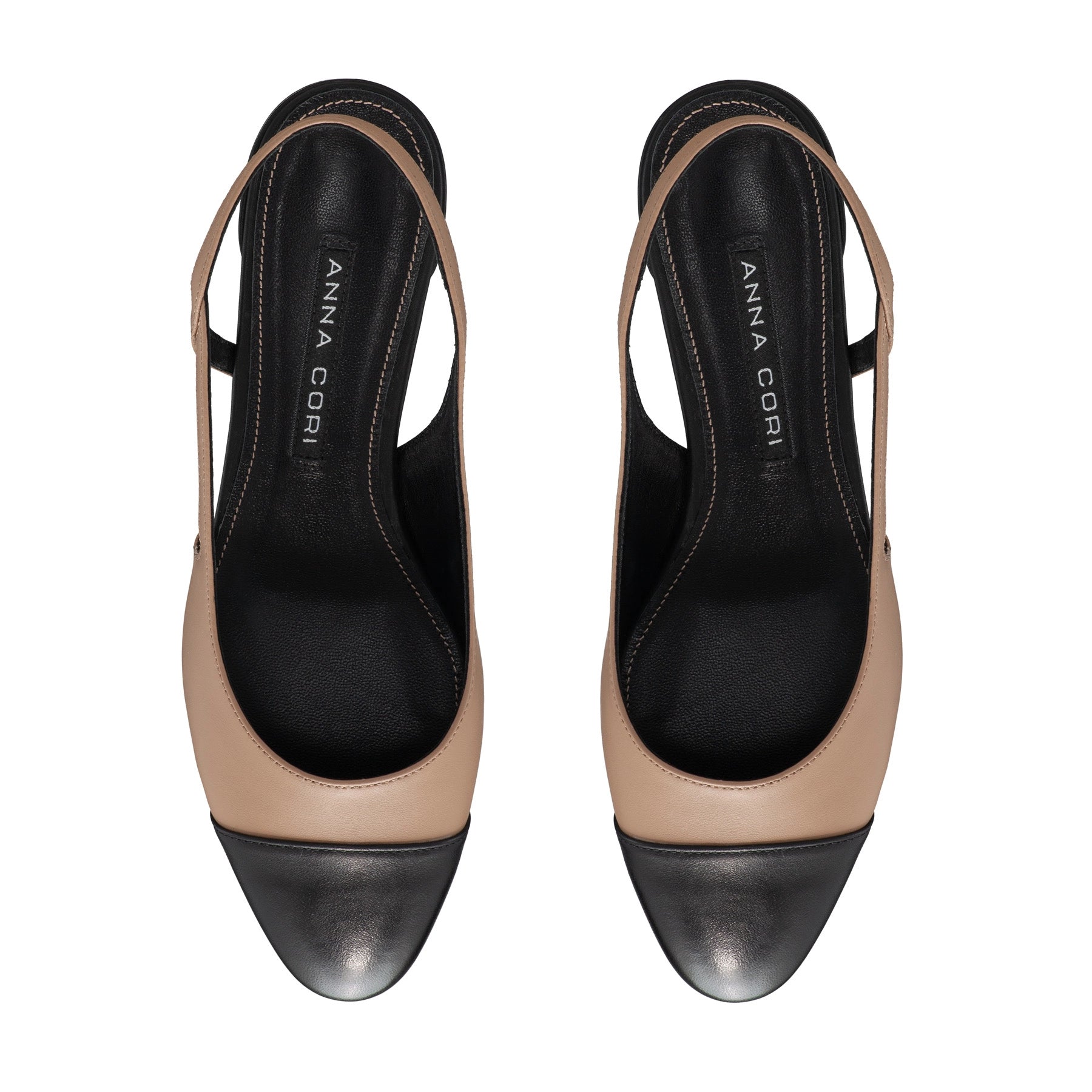 Pantofi Decupati Dama 8078 Vitello Cappuccino+Negru