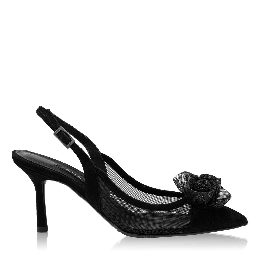 Pantofi eleganti 8086 Camoscio+Rete Negru