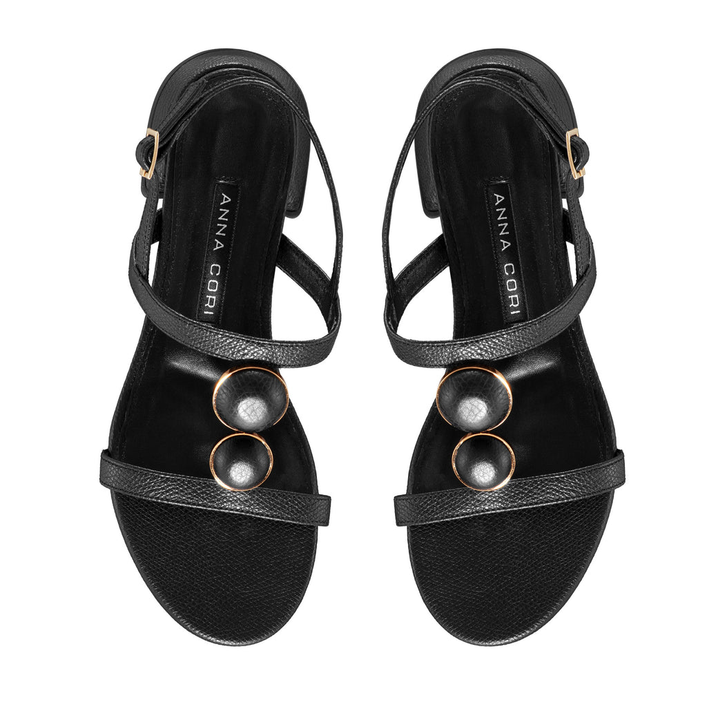 Sandale Dama 5951 Vitello Stamp Negru