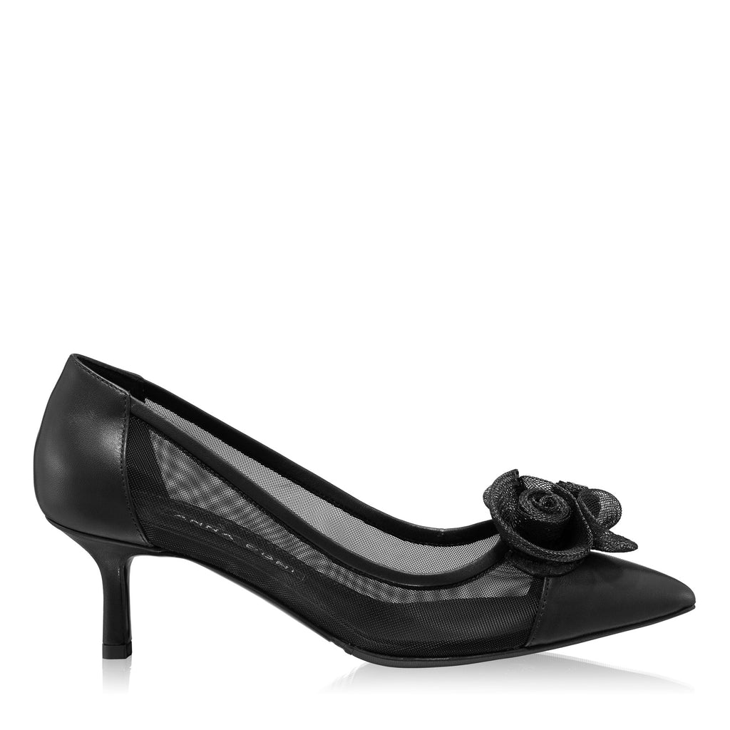 Pantofi Eleganti Dama 8081 Vitello+Rete Negru