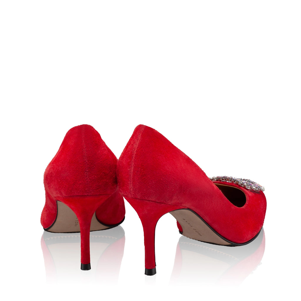Pantofi Eleganti Dama 7549 Camoscio Rosu