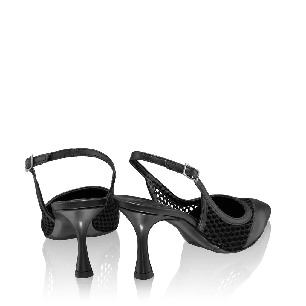 Pantofi Decupati 8095 Vitello+Rete Negru