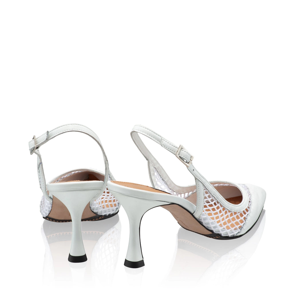Pantofi Decupati Dama 8095 Vitello+Rete Alb