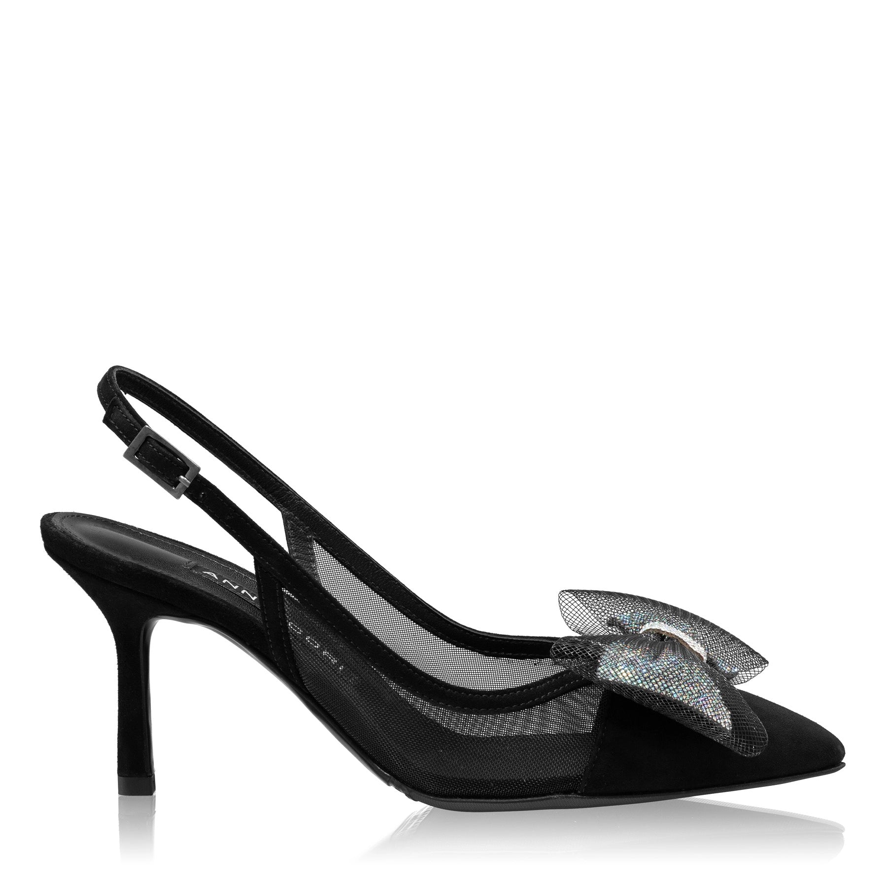 Pantofi Decupati Dama 8080 Camoscio+Rete Negru