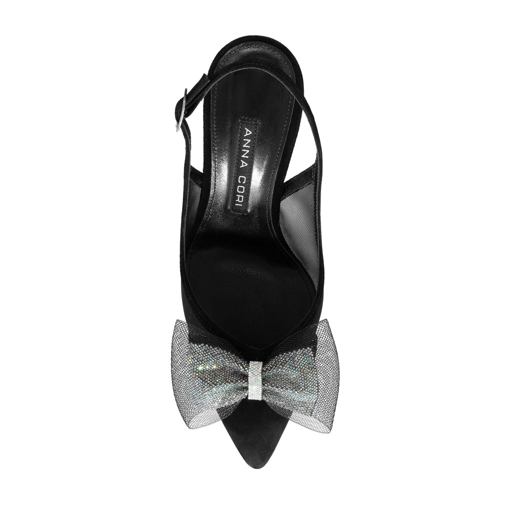 Pantofi Decupati Dama 8080 Camoscio+Rete Negru