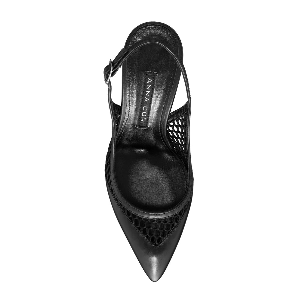 Pantofi Decupati 8095 Vitello+Rete Negru