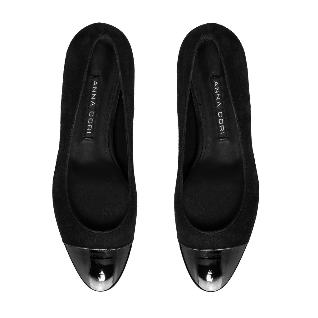 Pantofi Eleganti Dama 8120 Camoscio+Lac Negru