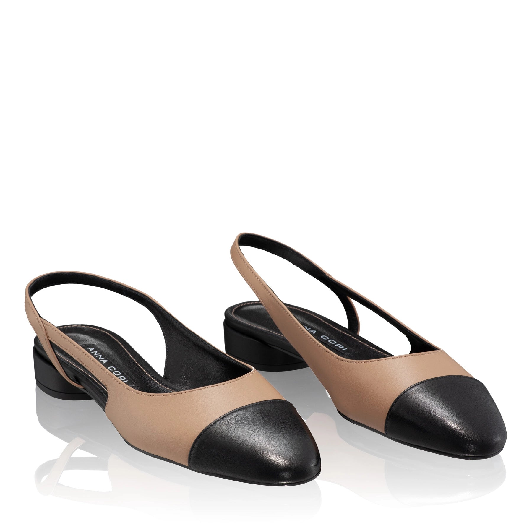 Pantofi Decupati Dama 8078 Vitello Cappuccino+Negru