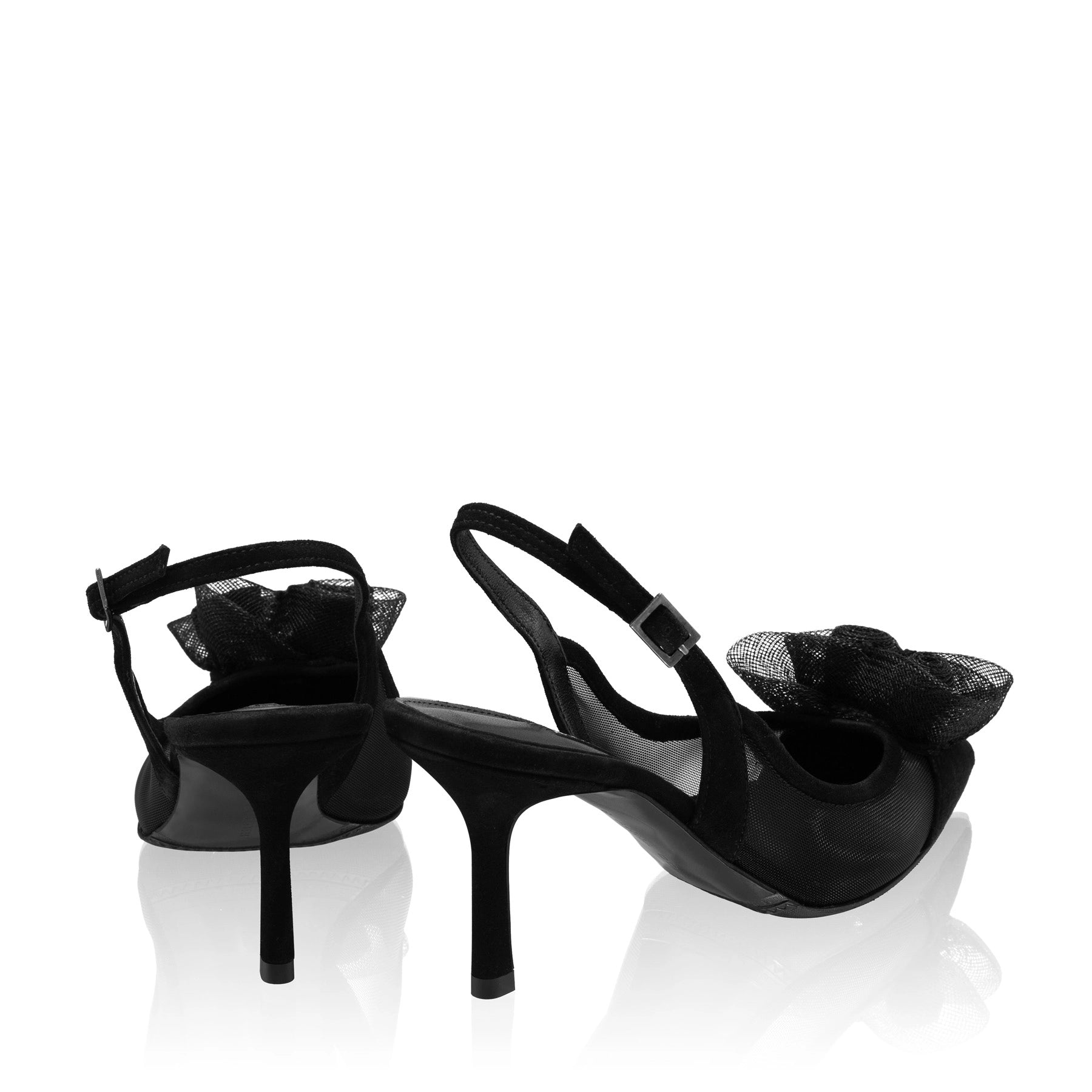 Pantofi eleganti 8086 Camoscio+Rete Negru