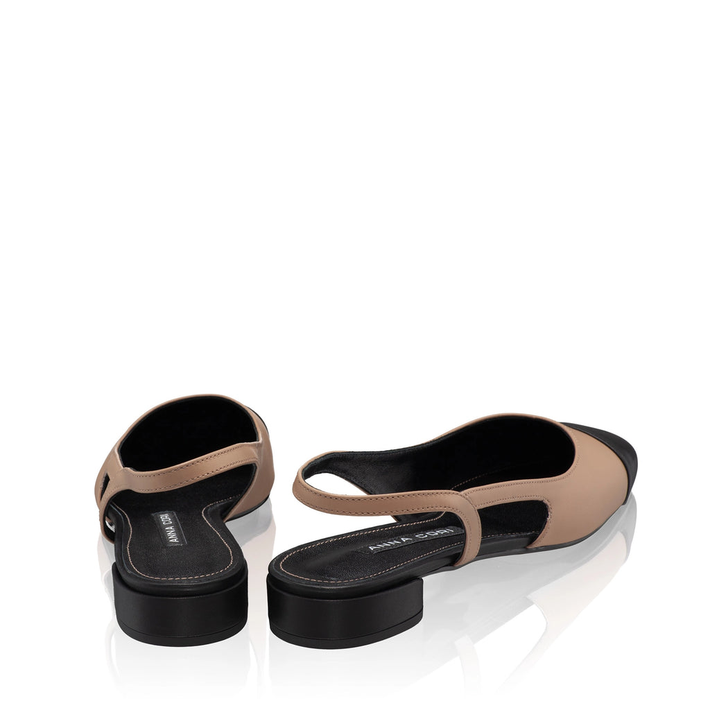 Pantofi Decupati Dama 8078 Vitello Cappuccino+Negru