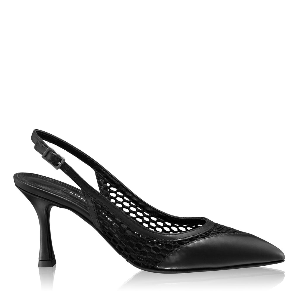 Pantofi Decupati 8095 Vitello+Rete Negru
