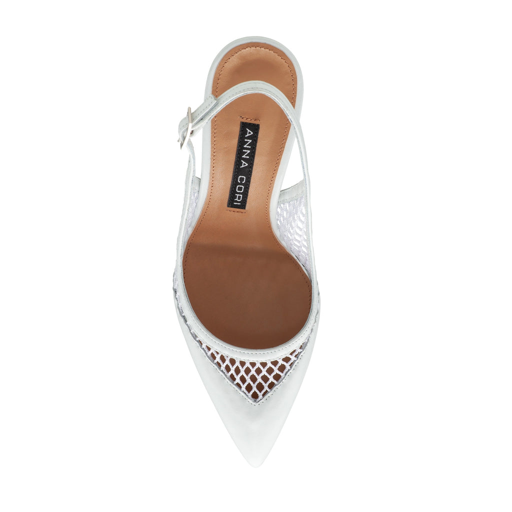 Pantofi Decupati Dama 8095 Vitello+Rete Alb